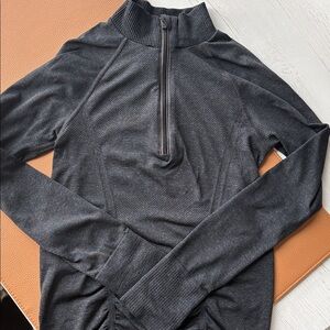 Athleta Gray Quarter-Zip Top